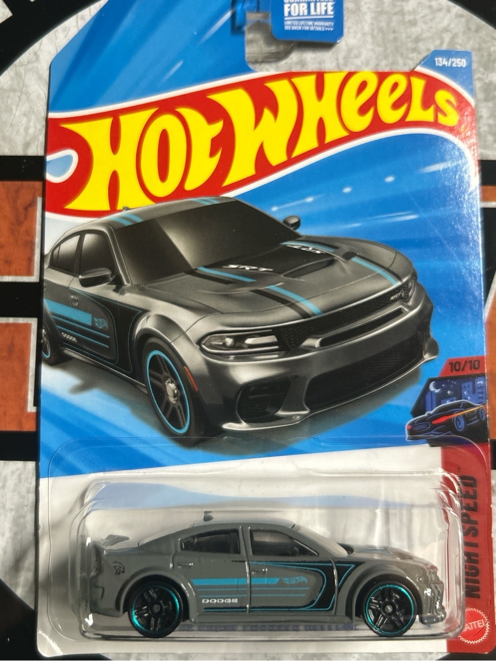 Hot Wheels Dodge Charger Kids Toy in Gray with Blue Accents